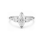 14K Rose Gold Three Stone Engagement Ring, Marquise Center with Pear Side Stones