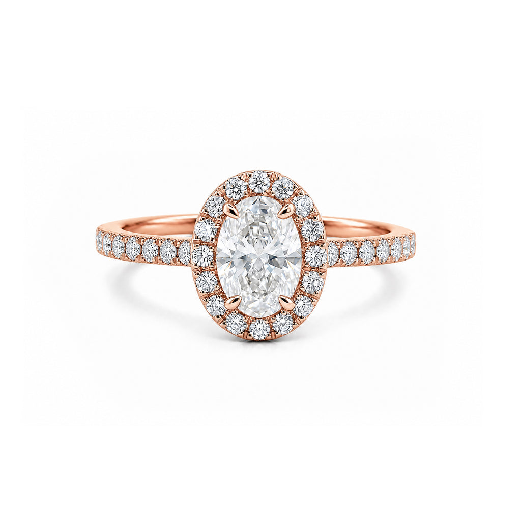 White Gold Oval Cut Halo Ring