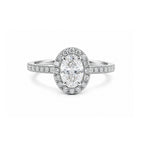 White Gold Oval Cut Halo Ring