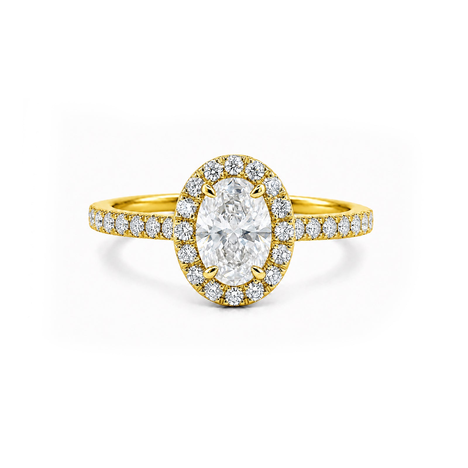 White Gold Oval Cut Halo Ring