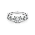 White Gold Princess Cut Engagement Ring, Pave Band
