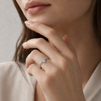 White Gold Marquise Cut Halo Engagement Ring, Full Pave Band