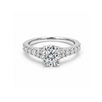14K White Gold Oval-Cut Lab-Grown Diamond Pave Band Ring
