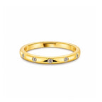 Elegant 14K Yellow Gold Thin Band Ring with Lab-Diamonds