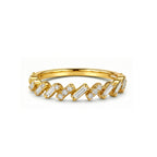 White Gold Staggered Stackable Ring, Mixed Baguette & Round Diamonds