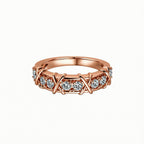 White Gold Crisscross Diamond Band, Pave Set Eternity Ring