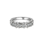 White Gold Crisscross Diamond Band, Pave Set Eternity Ring