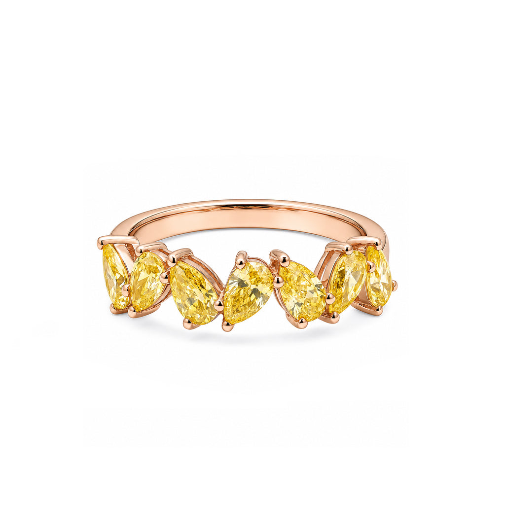 14K Yellow Gold Staggered Pear Cut lab-diamond Ring