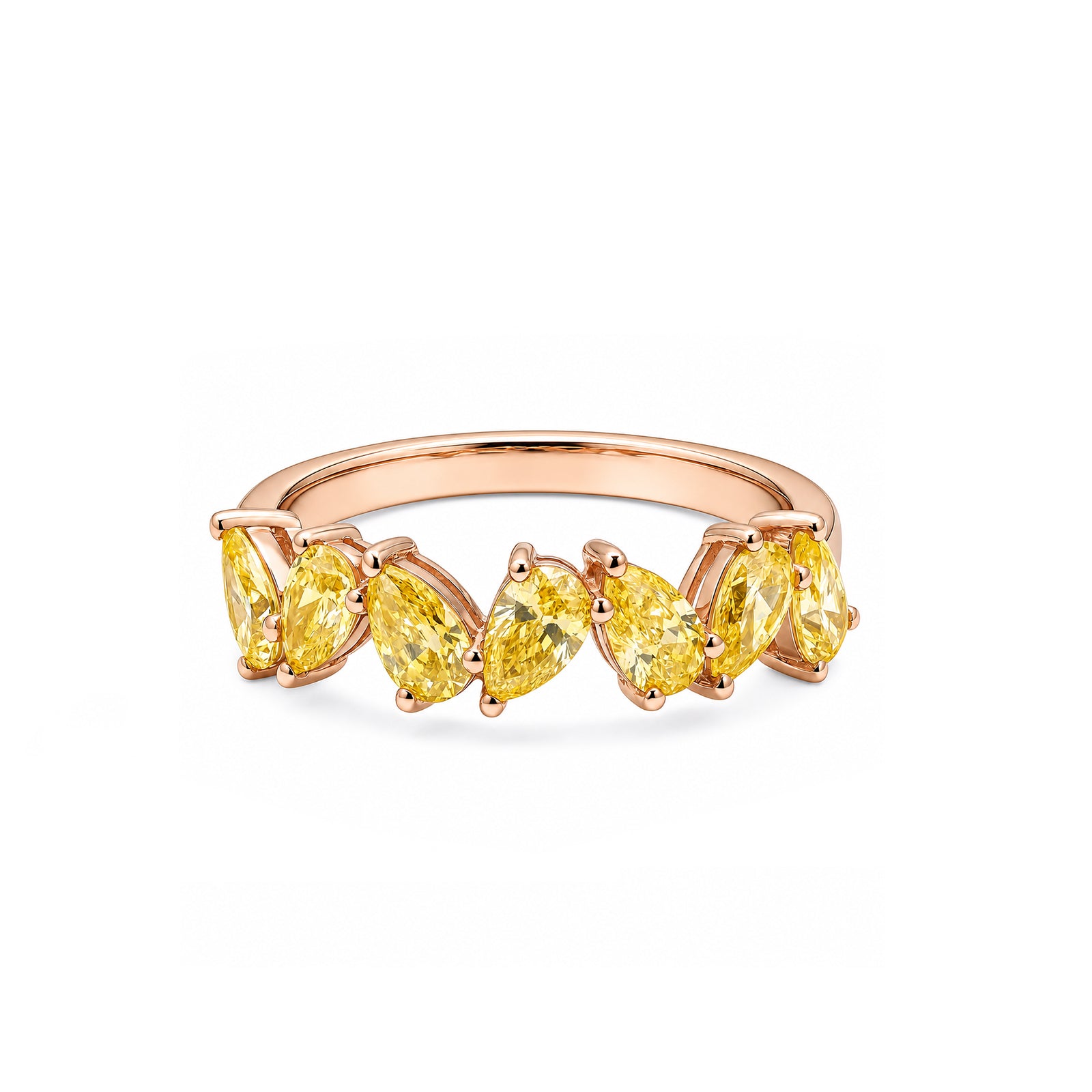 14K Yellow Gold Staggered Pear Cut lab-diamond Ring