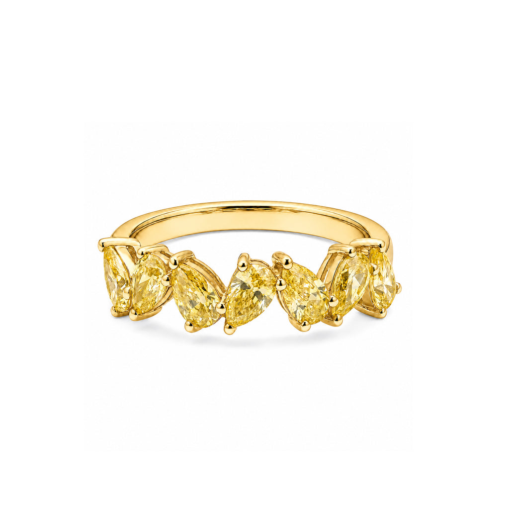 14K Yellow Gold Staggered Pear Cut lab-diamond Ring