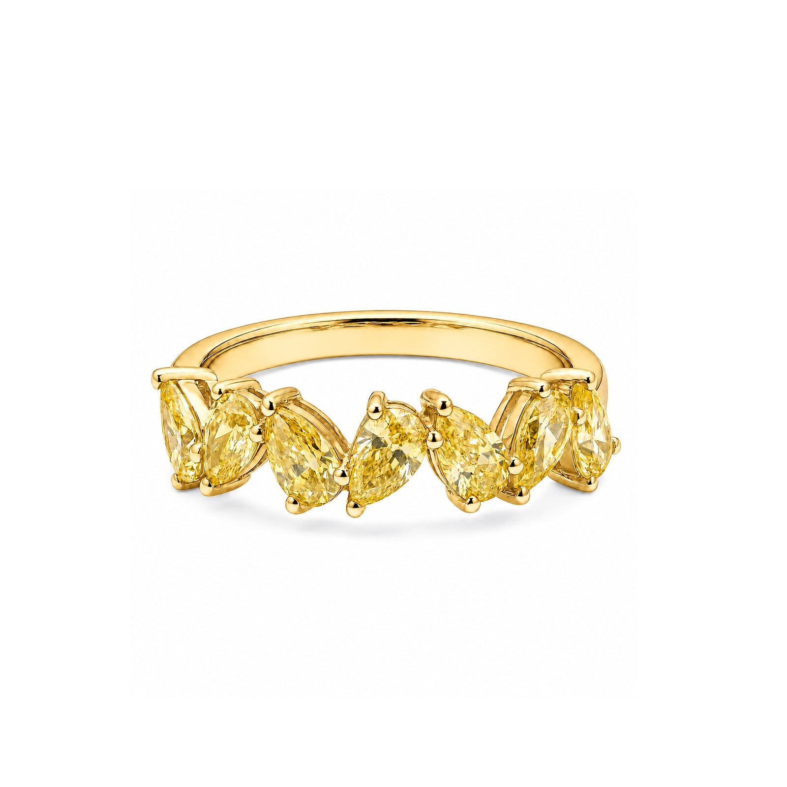 14K Yellow Gold Staggered Pear Cut lab-diamond Ring