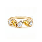 14K yellow Gold Alternating Pear Cut Yellow & White Gem Band