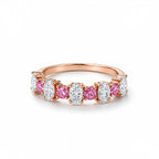 Alternating Pink & White Oval Cut Band Ring