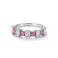 Alternating Pink & White Oval Cut Band Ring
