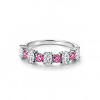 Alternating Pink & White Oval Cut Band Ring