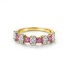 Alternating Pink & White Oval Cut Band Ring