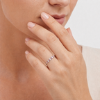 Alternating Pink & White Oval Cut Band Ring
