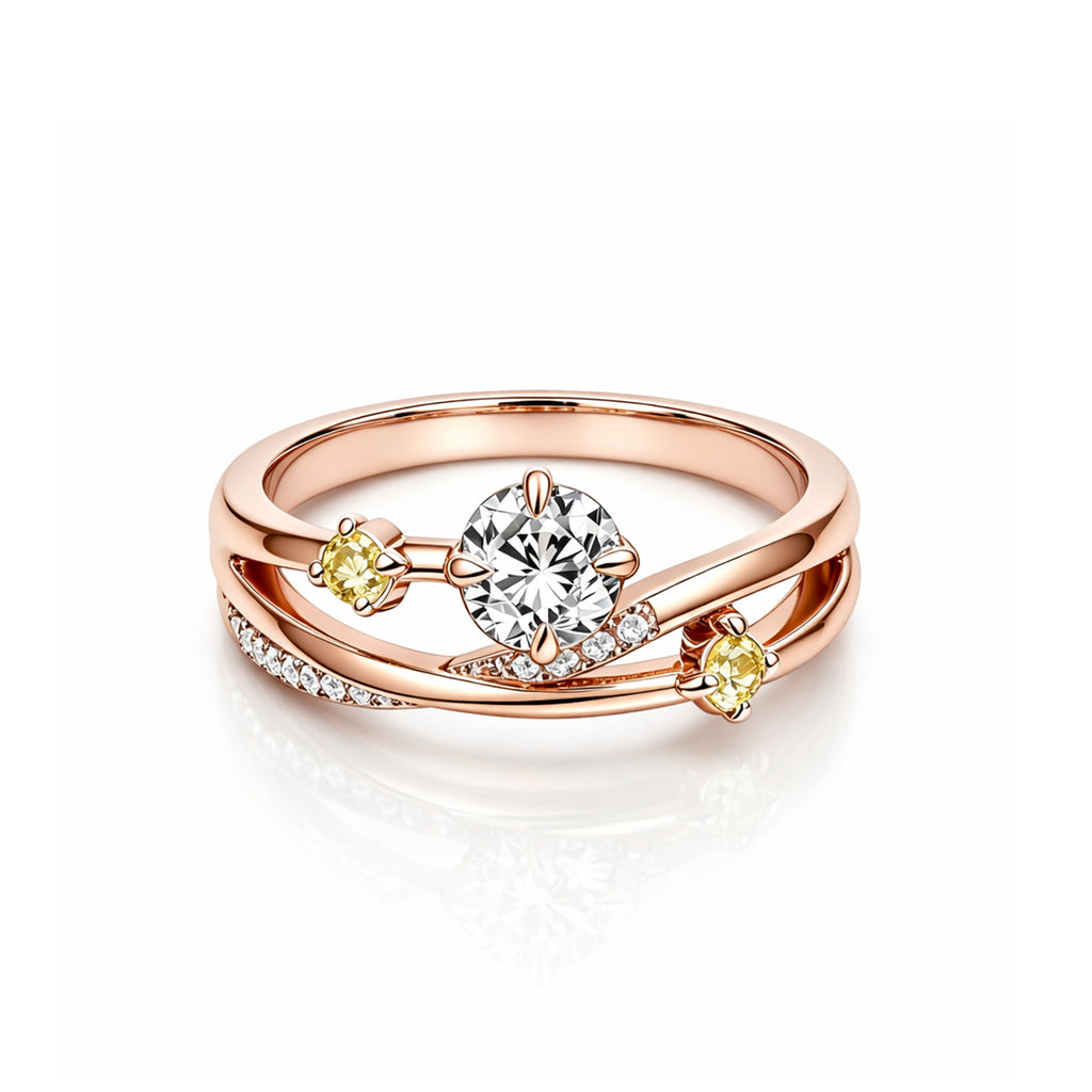 Elegant Rose Gold Crossover Diamond Ring