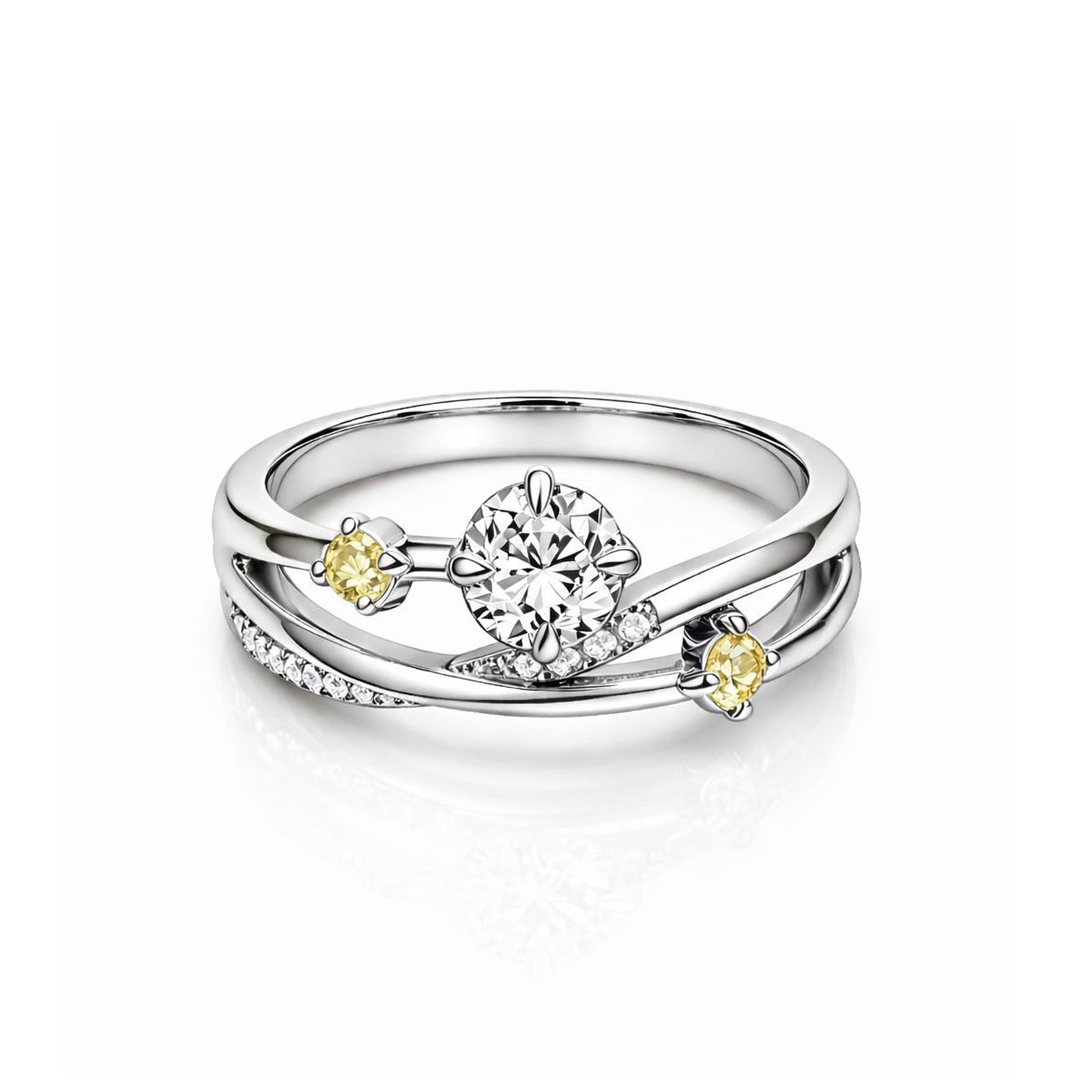 Elegant Rose Gold Crossover Diamond Ring