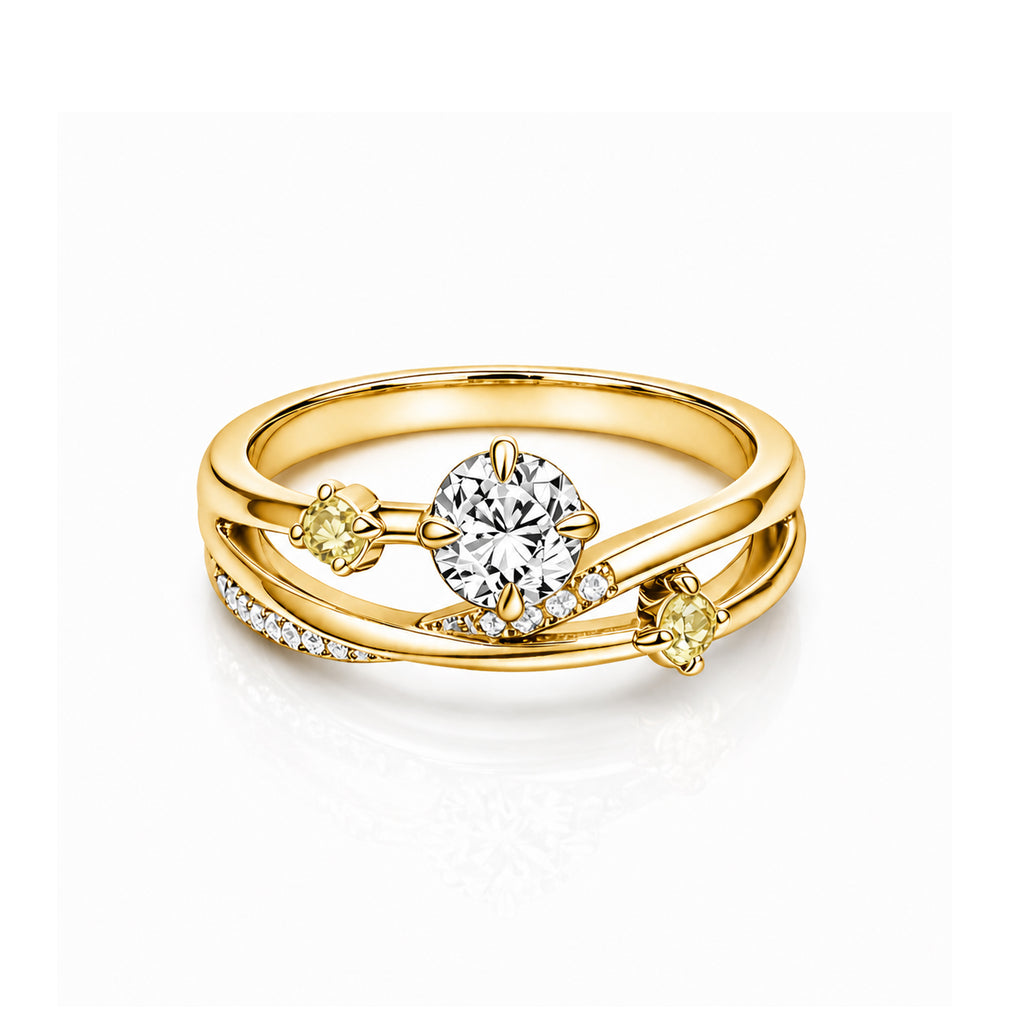 Elegant Rose Gold Crossover Diamond Ring