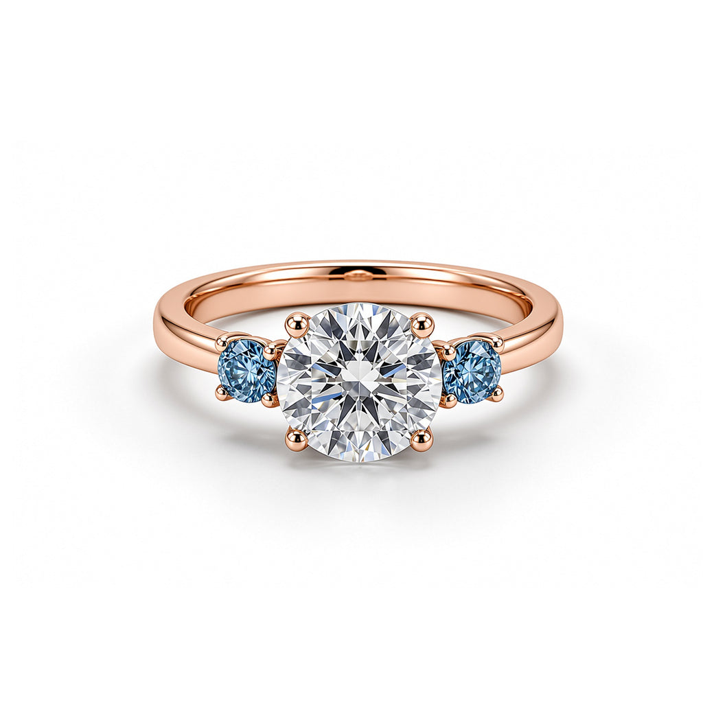 14K Gold Heart-Shaped Diamond Ring - Beaded Edge Setting Style