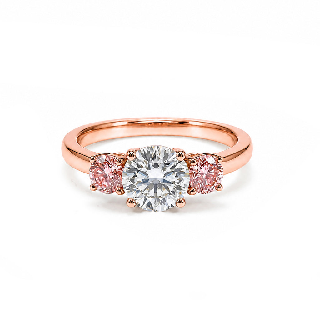 Romantic Three-Stone Pink Diamond Ring