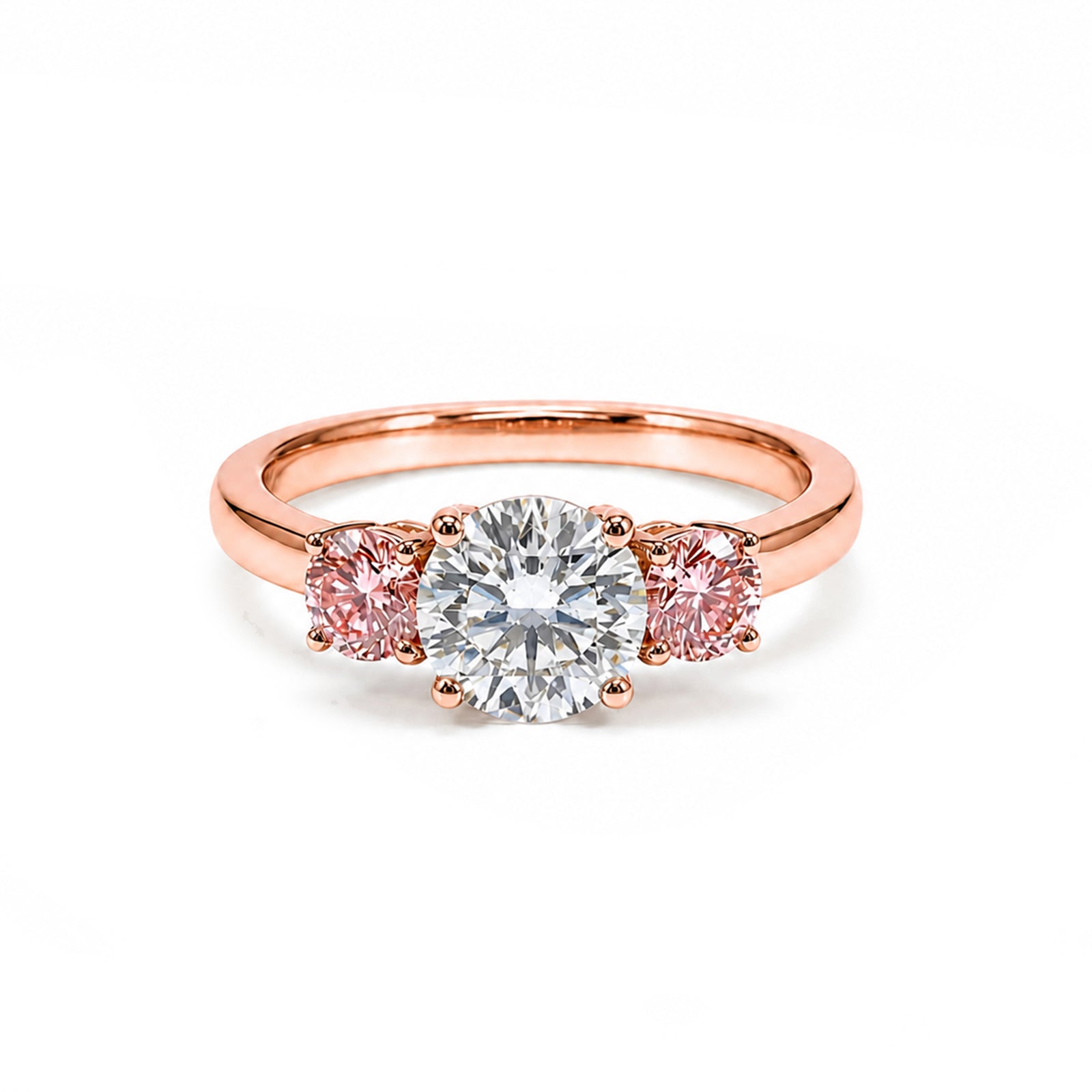 Romantic Three-Stone Pink Diamond Ring