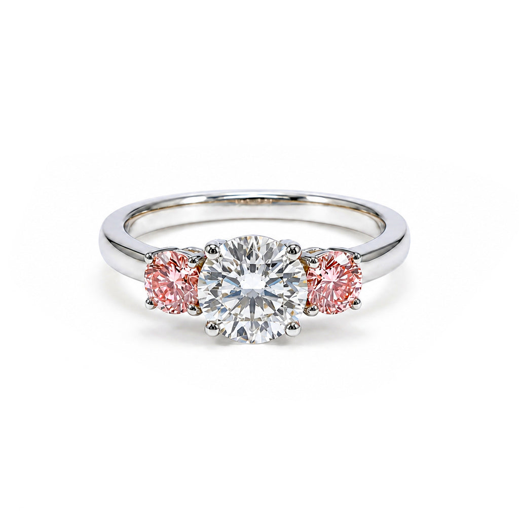 Romantic Three-Stone Pink Diamond Ring