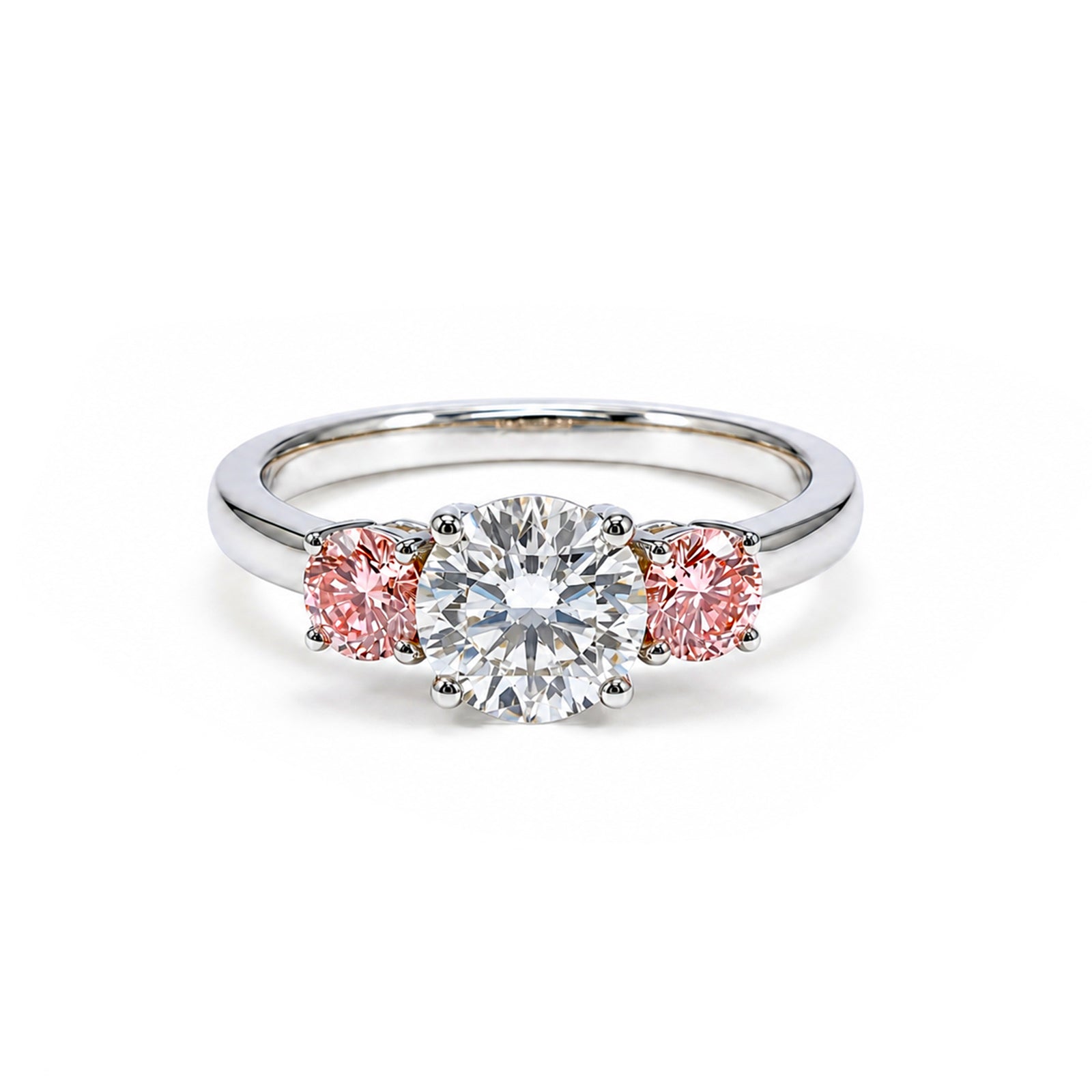 Romantic Three-Stone Pink Diamond Ring