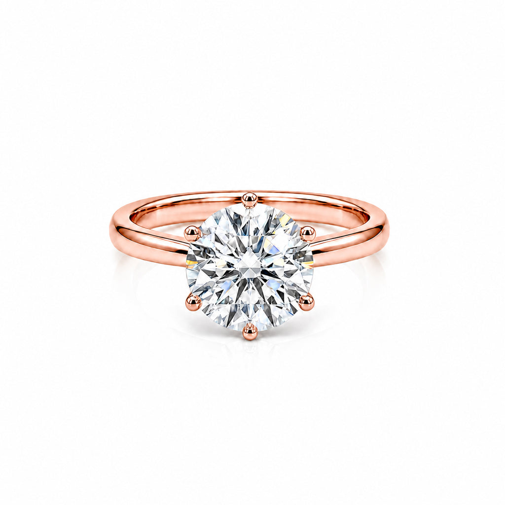 Rose Gold Pear-Shaped Diamond Ring - Side Accent Diamond Style