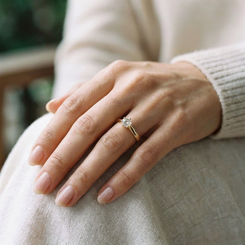 Rose Gold Pear-Shaped Diamond Ring - Side Accent Diamond Style