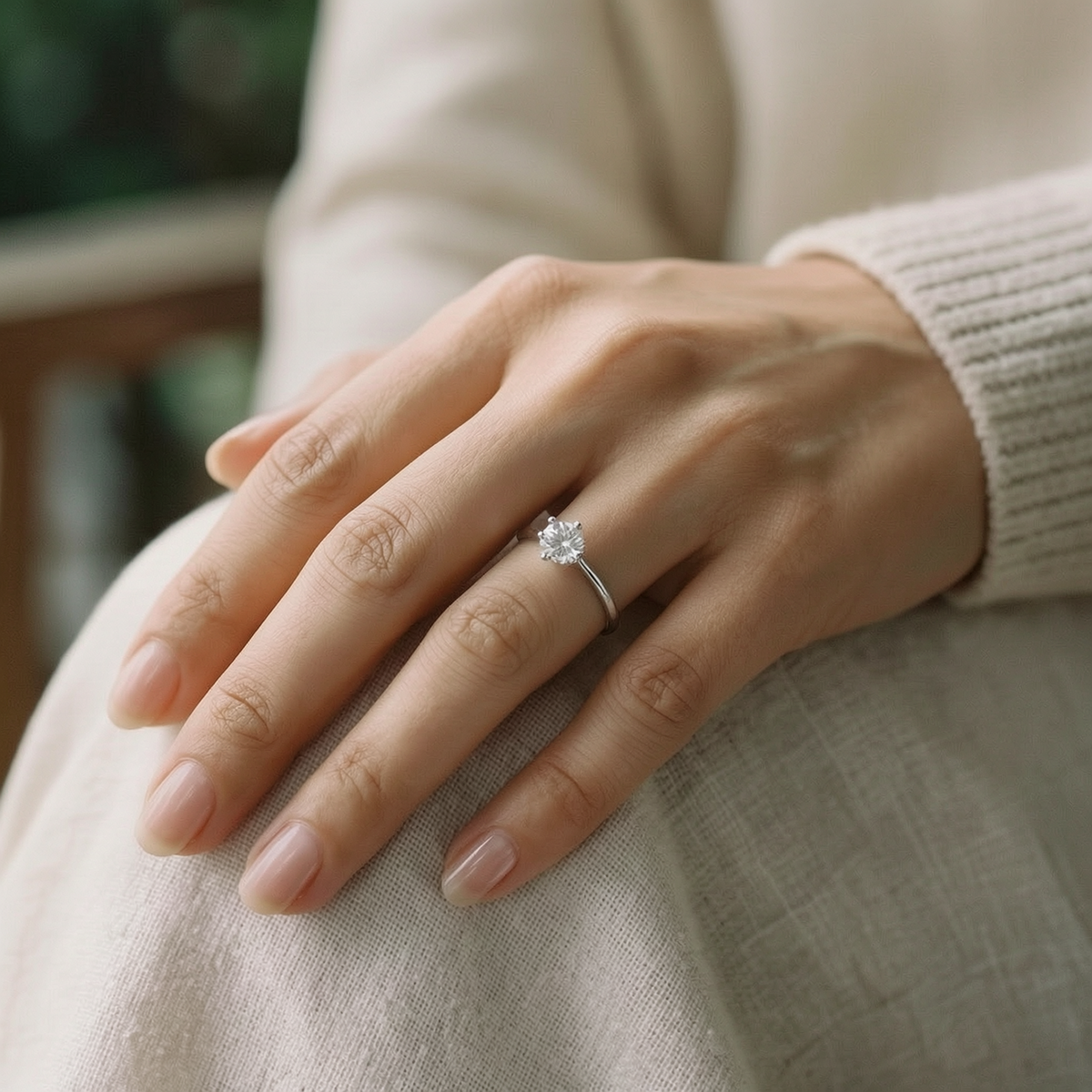 Rose Gold Pear-Shaped Diamond Ring - Side Accent Diamond Style