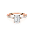 Elegant Emerald Cut White Gold Pave Diamond Ring