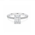 Elegant Emerald Cut White Gold Pave Diamond Ring