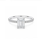 Elegant Emerald Cut White Gold Pave Diamond Ring