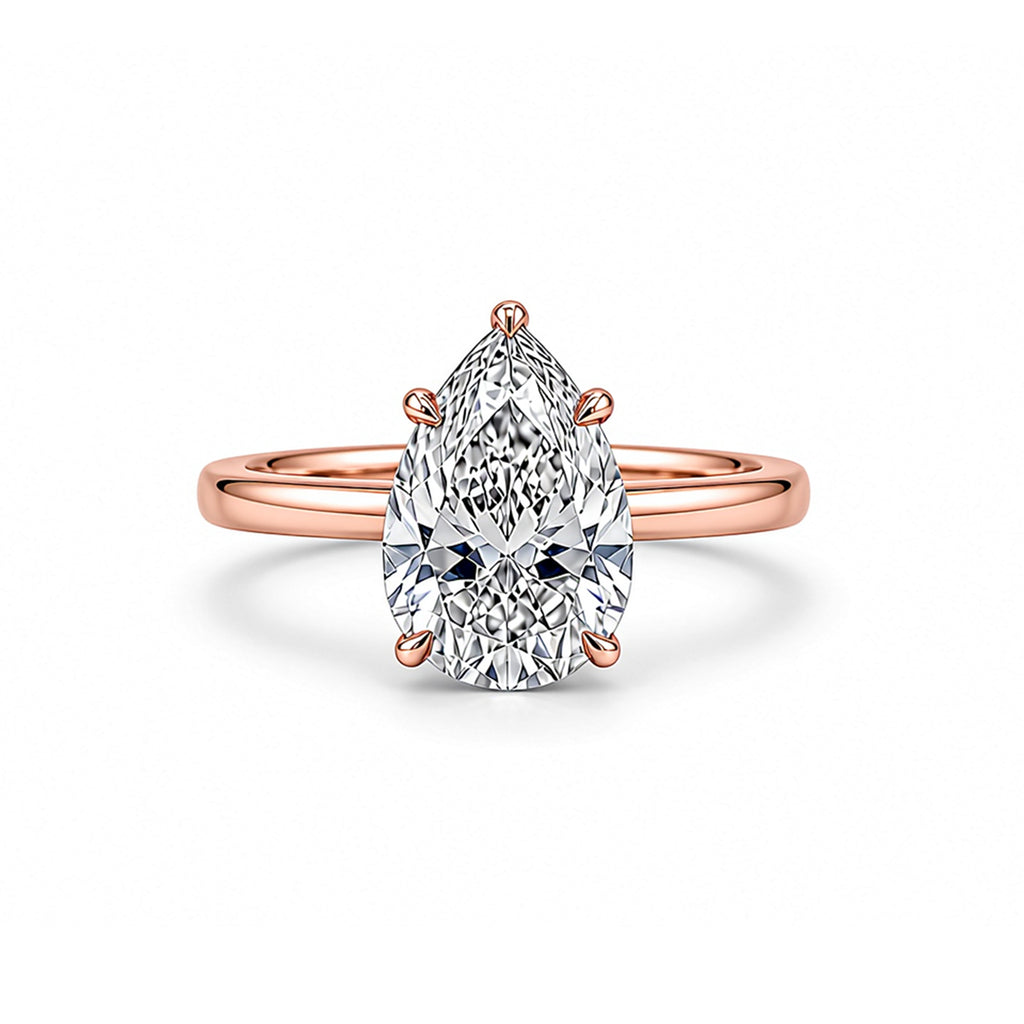 Elegant Pear Cut Solitaire White Gold Ring