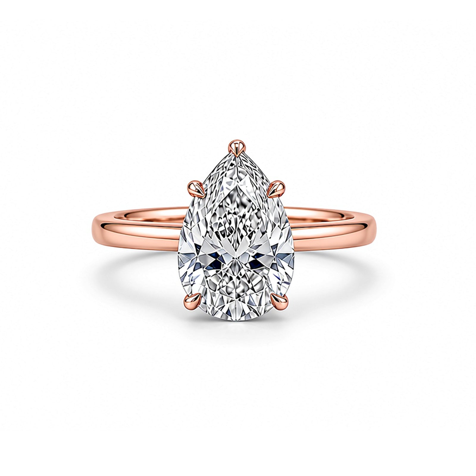 Elegant Pear Cut Solitaire White Gold Ring