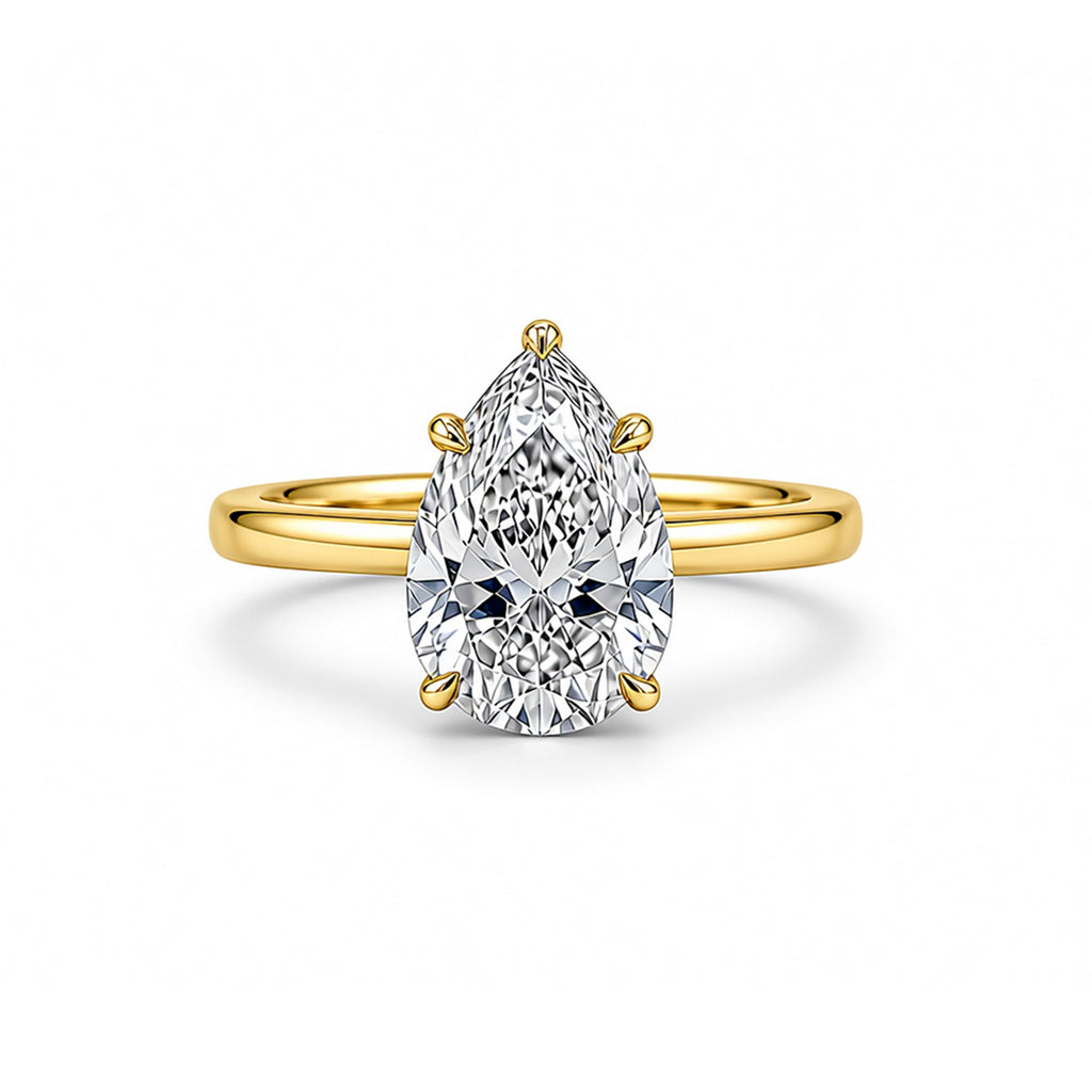 Elegant Pear Cut Solitaire White Gold Ring