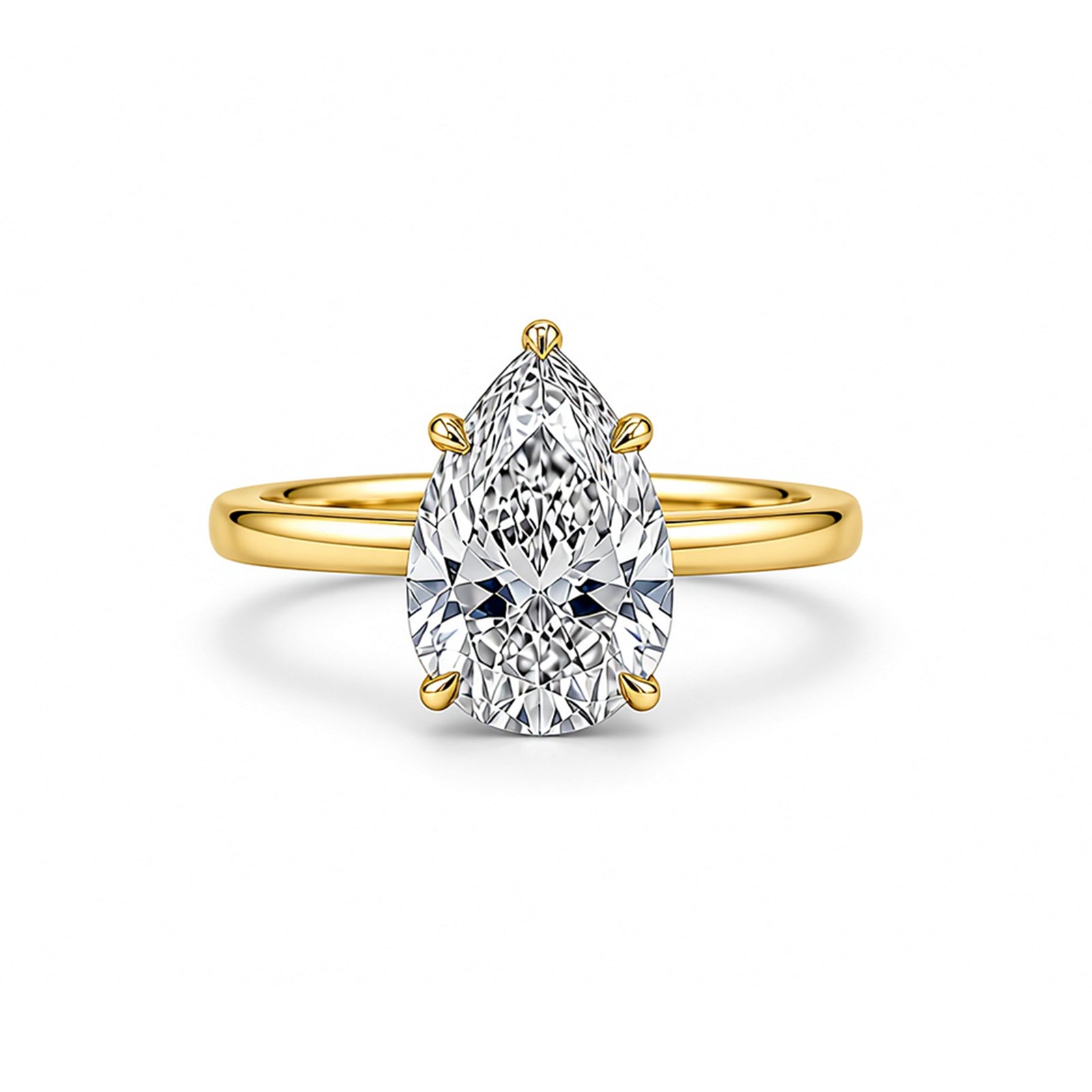 Elegant Pear Cut Solitaire White Gold Ring