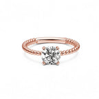 Elegant Twisted Rope Solitaire White Gold Ring