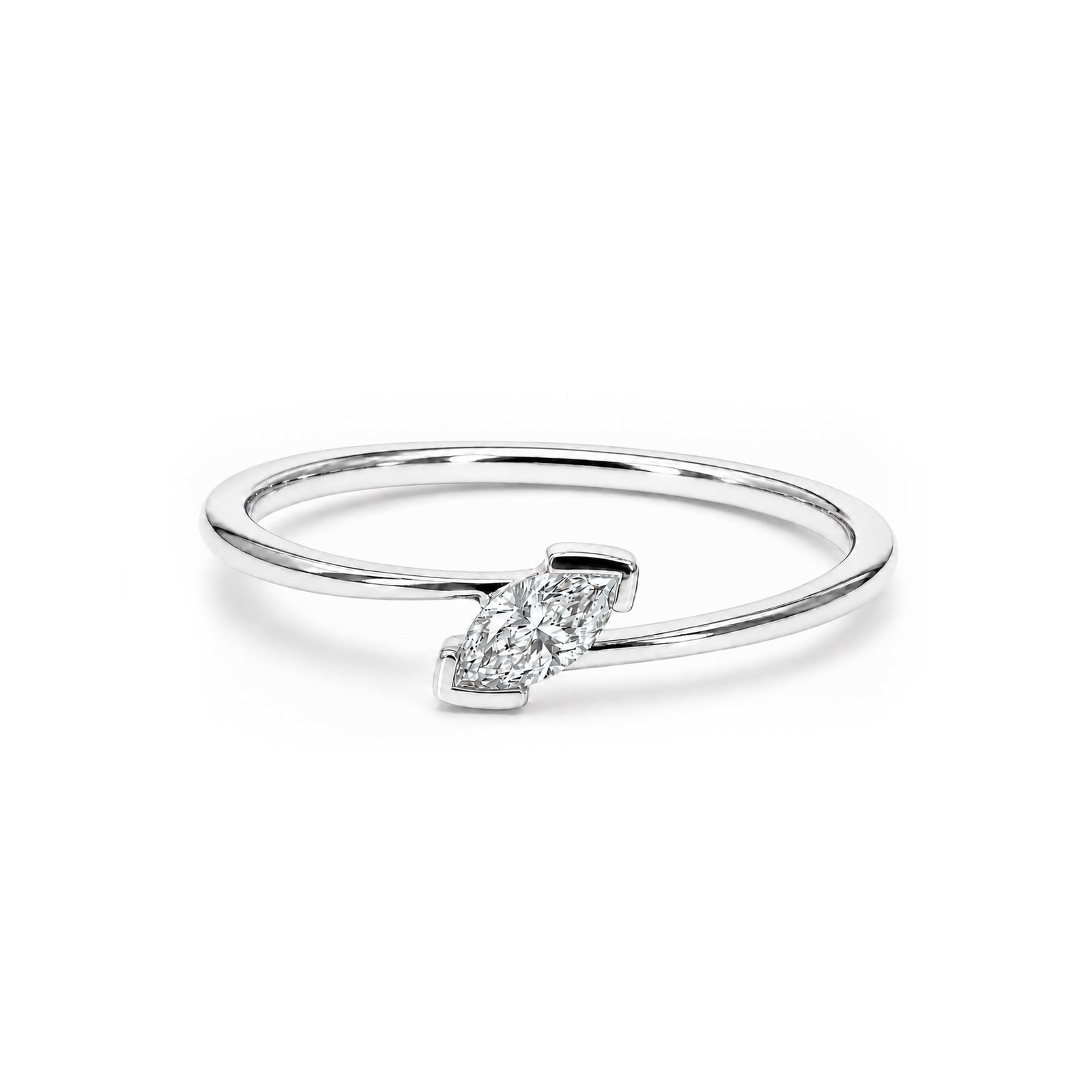 Minimalist Marquise Diamond Yellow Gold Ring