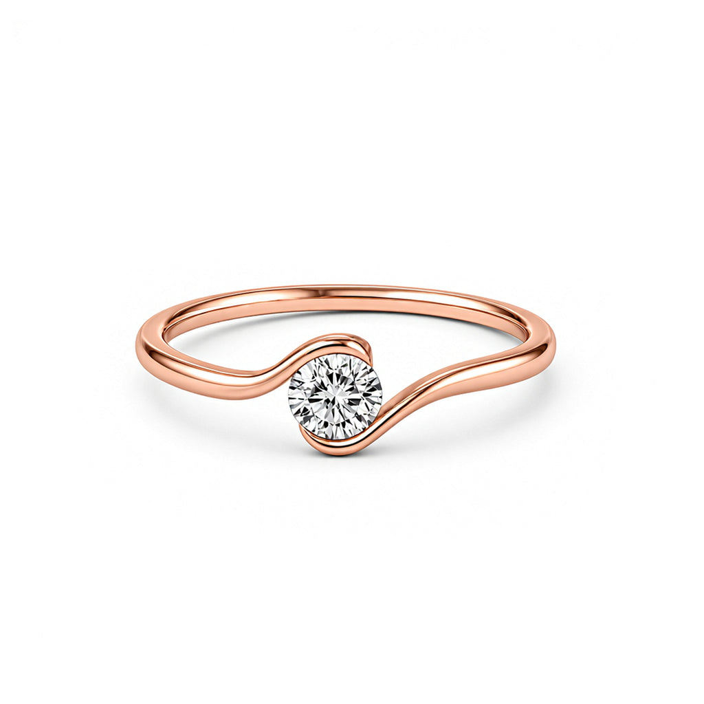 Elegant Wavy Rose Gold Diamond Ring