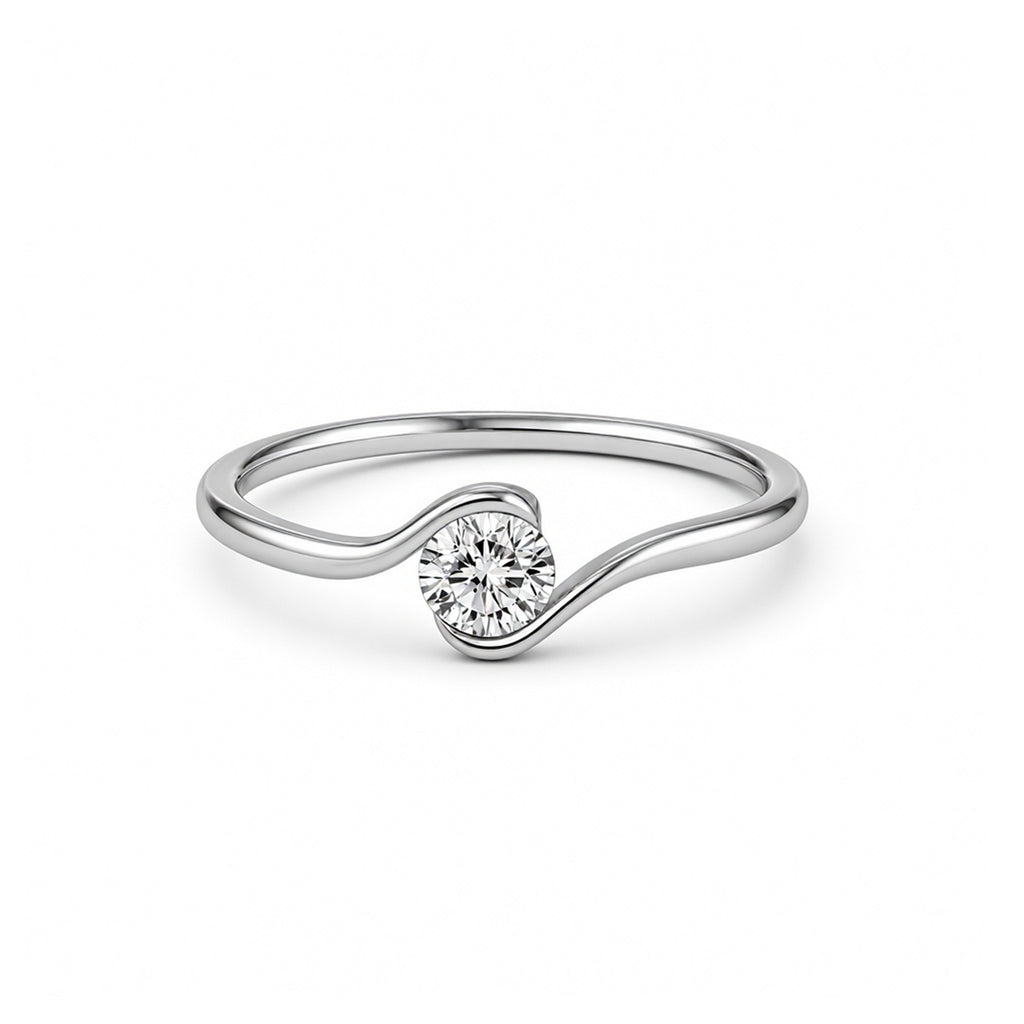 Elegant Wavy Rose Gold Diamond Ring