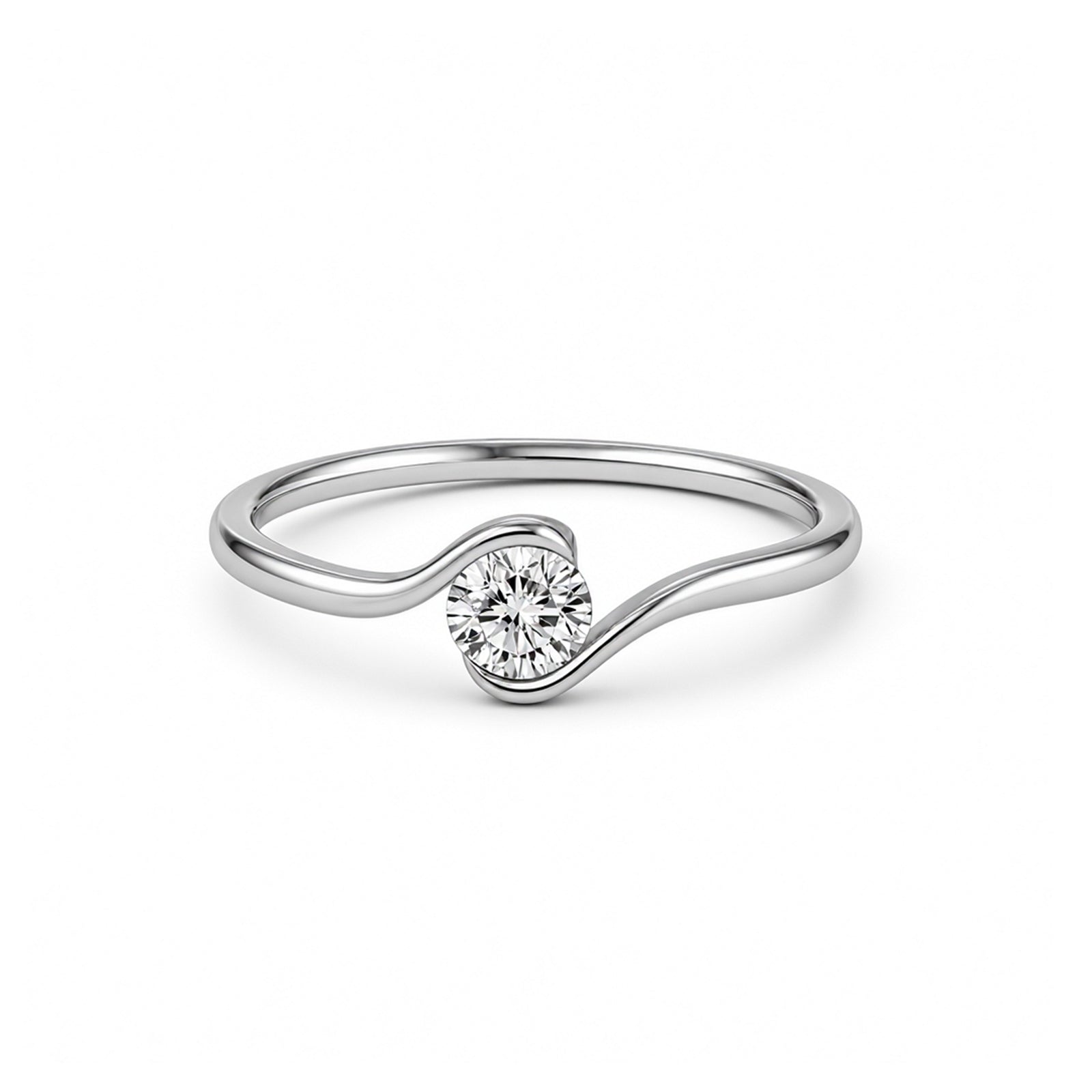 Elegant Wavy Rose Gold Diamond Ring