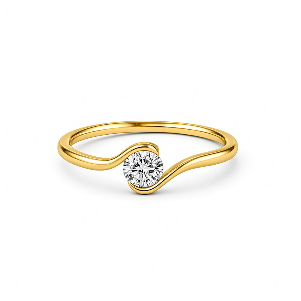 Elegant Wavy Rose Gold Diamond Ring