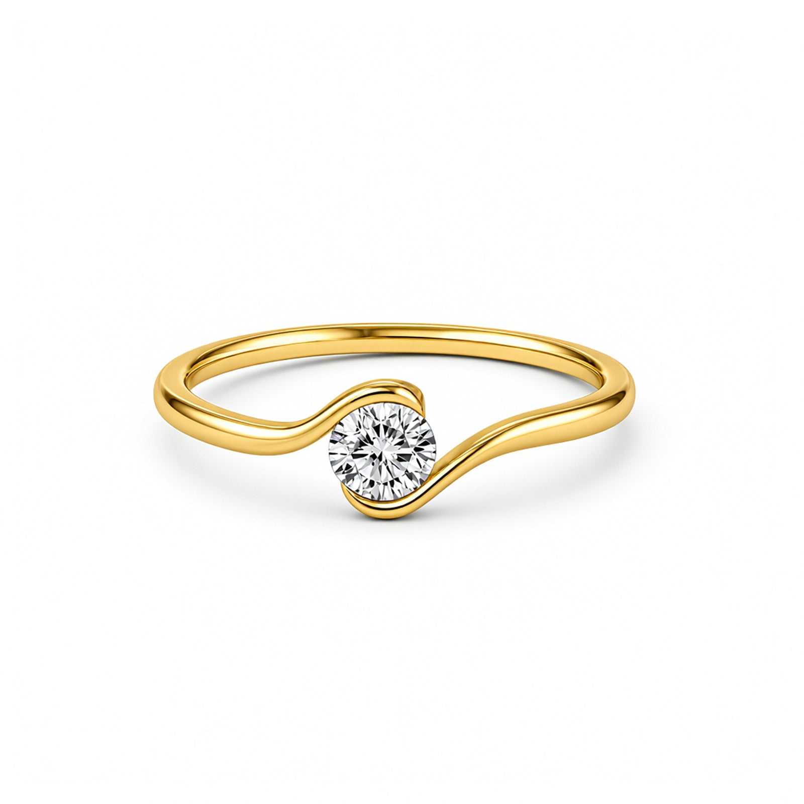 Elegant Wavy Rose Gold Diamond Ring
