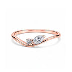 Dainty Wavy Marquise & Round Diamond Yellow Gold Ring