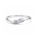 Dainty Wavy Marquise & Round Diamond Yellow Gold Ring