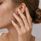 Dainty Wavy Marquise & Round Diamond Yellow Gold Ring