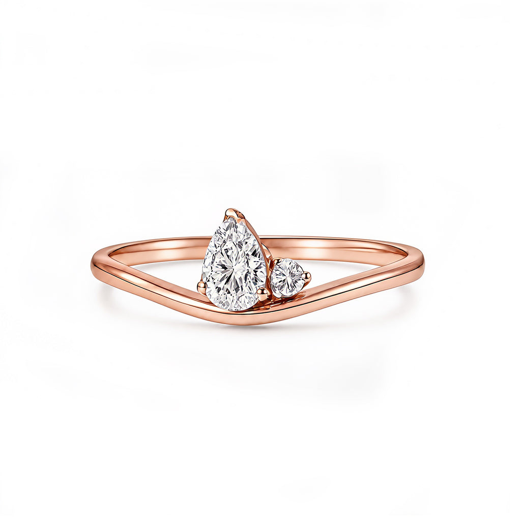 Romantic Heart-Shaped Rose Gold Diamond Ring
